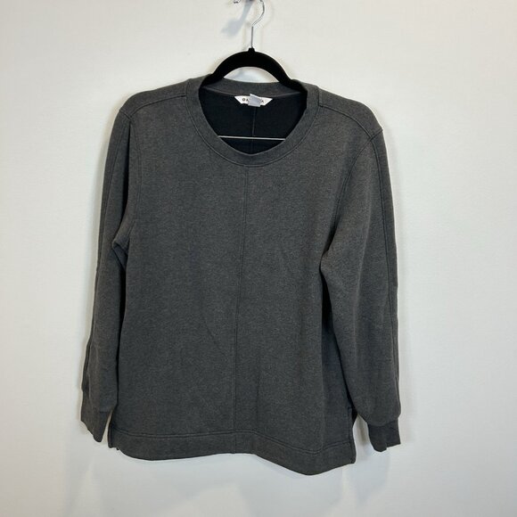 Athleta Retroplush Sweatshirt Medium Crewneck Gray Fleece Zip Pocket 982561 - Picture 3 of 10